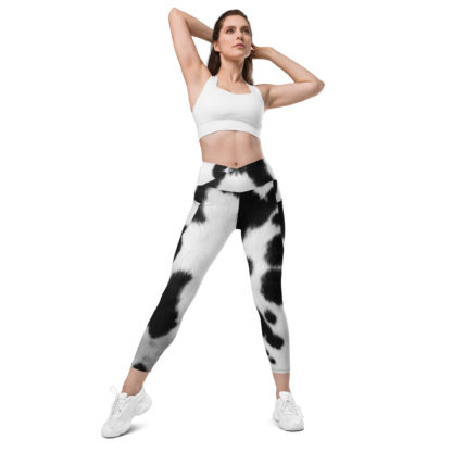 Crossover leggings with pockets cow print - Image 2