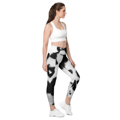 Crossover leggings with pockets cow print