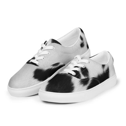 Men’s lace-up canvas cow print shoes - Image 3