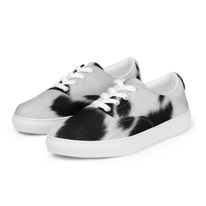 Men’s lace-up canvas cow print shoes - Image 2