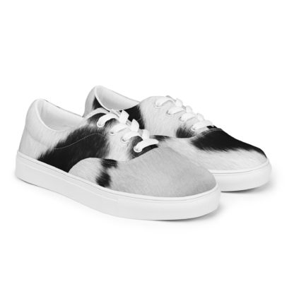 Men’s lace-up canvas cow print shoes