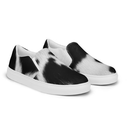 Men’s slip-on canvas cow print shoes