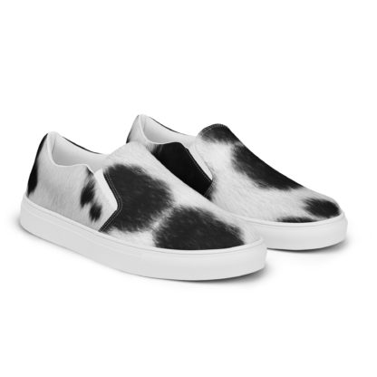 Women’s slip-on canvas cow print shoes