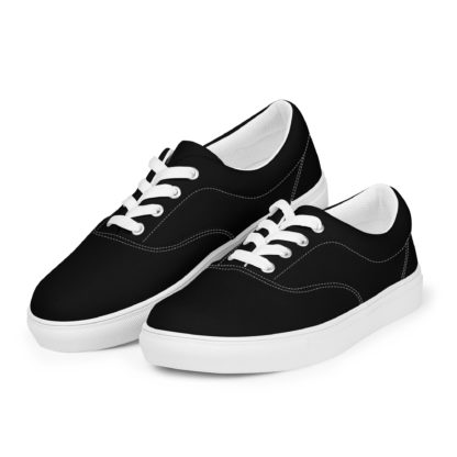 Women’s lace-up canvas shoes black - Image 4