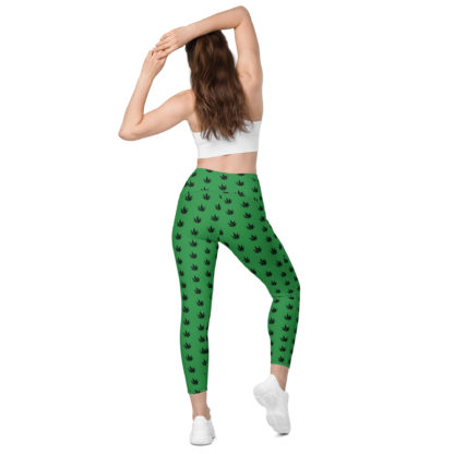 Crossover leggings with pockets Pot leaves - Image 4