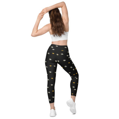 Crossover leggings with pockets flying toasters - Image 3