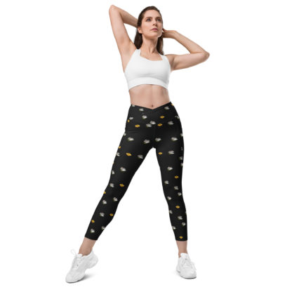 Crossover leggings with pockets flying toasters