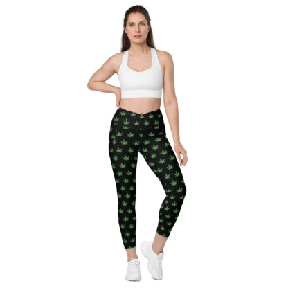 Crossover leggings with pockets Pot leaves - Image 7