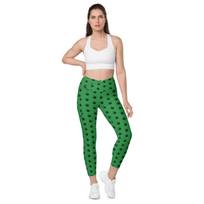 Crossover leggings with pockets Pot leaves - Image 8