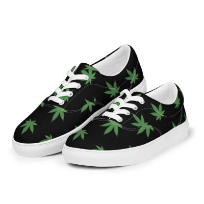 Men’s lace-up canvas shoes Pot leaves - Image 3