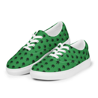 Men’s lace-up canvas shoes Pot leaves - Image 3