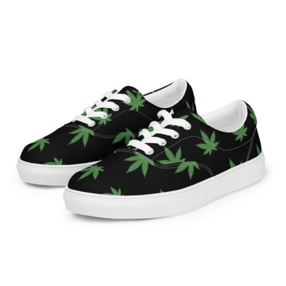 Men’s lace-up canvas shoes Pot leaves - Image 2