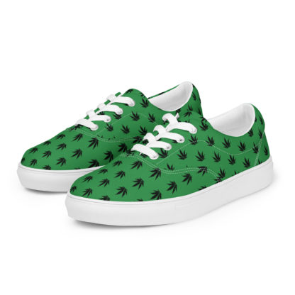 Men’s lace-up canvas shoes Pot leaves - Image 2