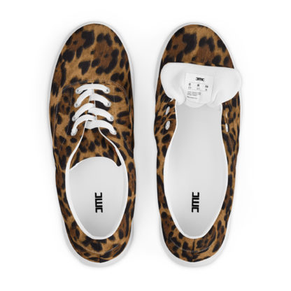 Women’s lace-up canvas shoes leopard - Image 3