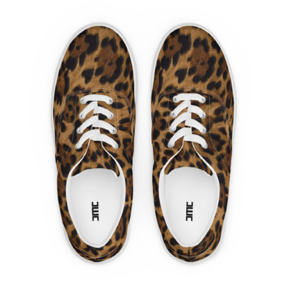 Women’s lace-up canvas shoes leopard - Image 6