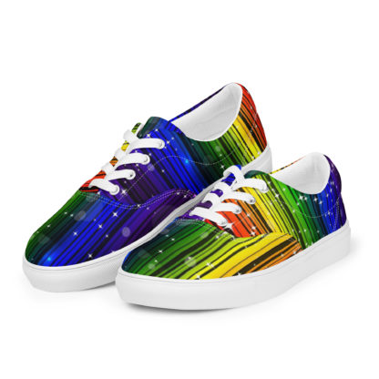 Women’s lace-up canvas shoes rainbow - Image 4