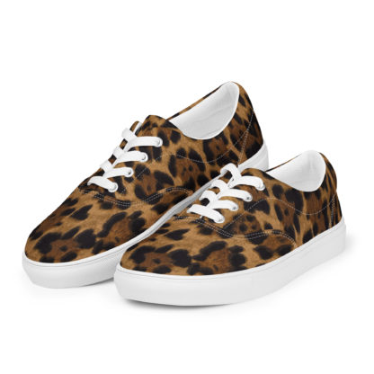 Women’s lace-up canvas shoes leopard - Image 4