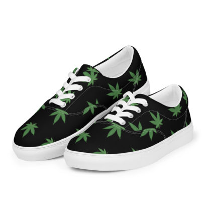 Women’s lace-up canvas shoes Pot leaves - Image 4