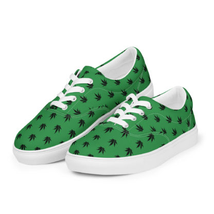 Women’s lace-up canvas shoes Pot leaves - Image 4