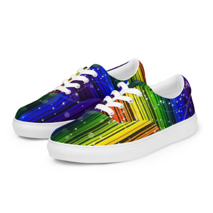 Women’s lace-up canvas shoes rainbow - Image 2