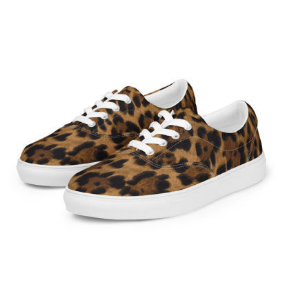 Women’s lace-up canvas shoes leopard - Image 2