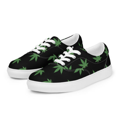 Women’s lace-up canvas shoes Pot leaves - Image 2