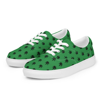 Women’s lace-up canvas shoes Pot leaves - Image 2