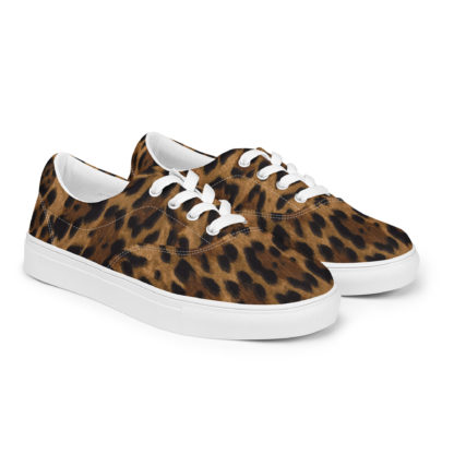 Women’s lace-up canvas shoes leopard